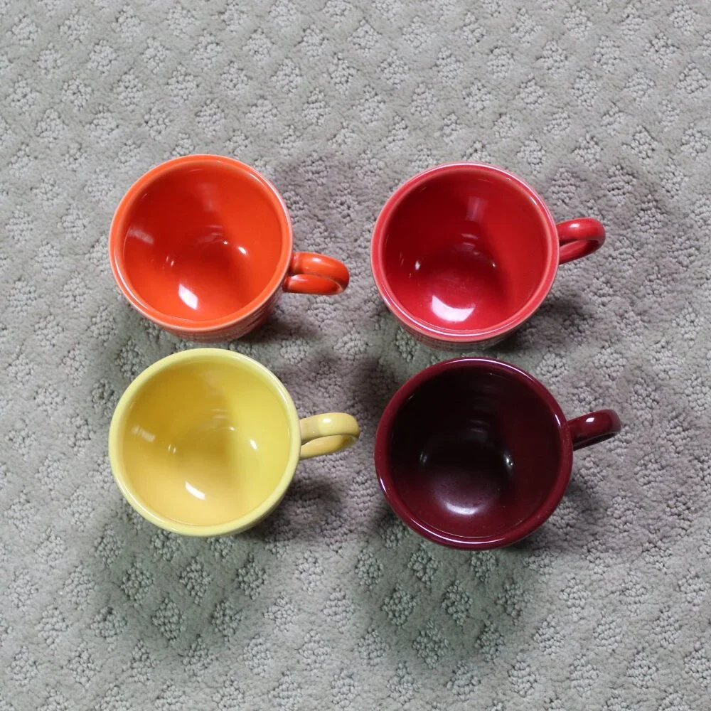 Set of 4 Vintage Homer Laughlin China Co. Fiesta Ceramic Mugs